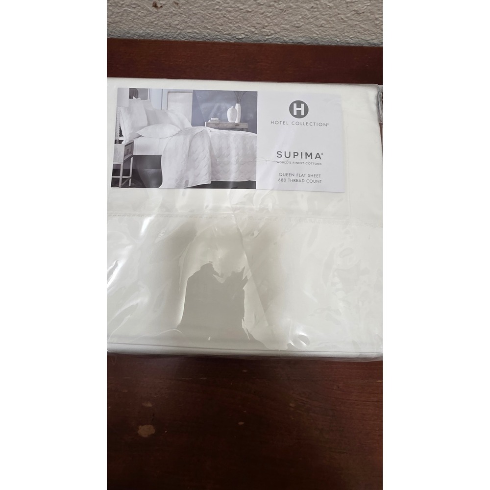 NEW Hotel Collection Flat Sheet Queen White Supima 680 Thread Count Cotton